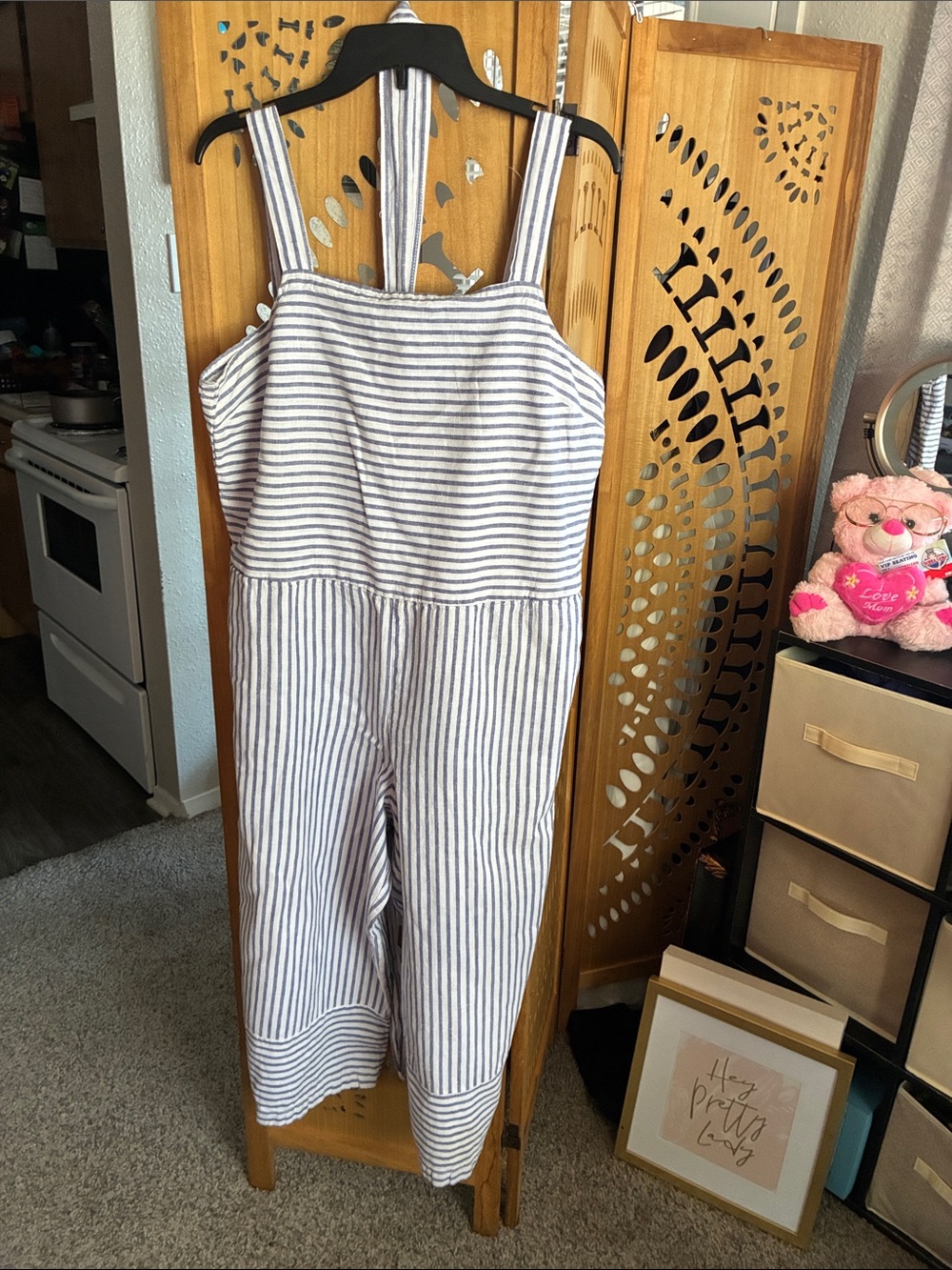 beachlunchlounge Blue and White Striped Kids One-Piece
